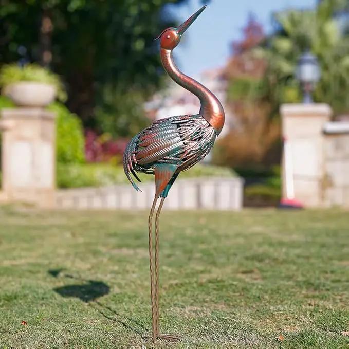 VEWOGARDEN Heron Outdoor Statues Metal Crane Garden Sculptures & Statues for Yard Lawn Patio Pool Outside Decorations, Bronze by GreenHaven Gardens