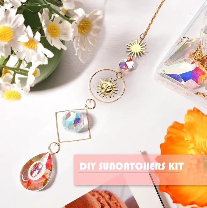 ilclviz DIY Suncatcher Making Kits for Adults 200PCS DIY Crystal Suncatcher Kit Sun Catchers Prism Supplies, DIY Gifts for Mom(Gold) by GreenHaven Gardens