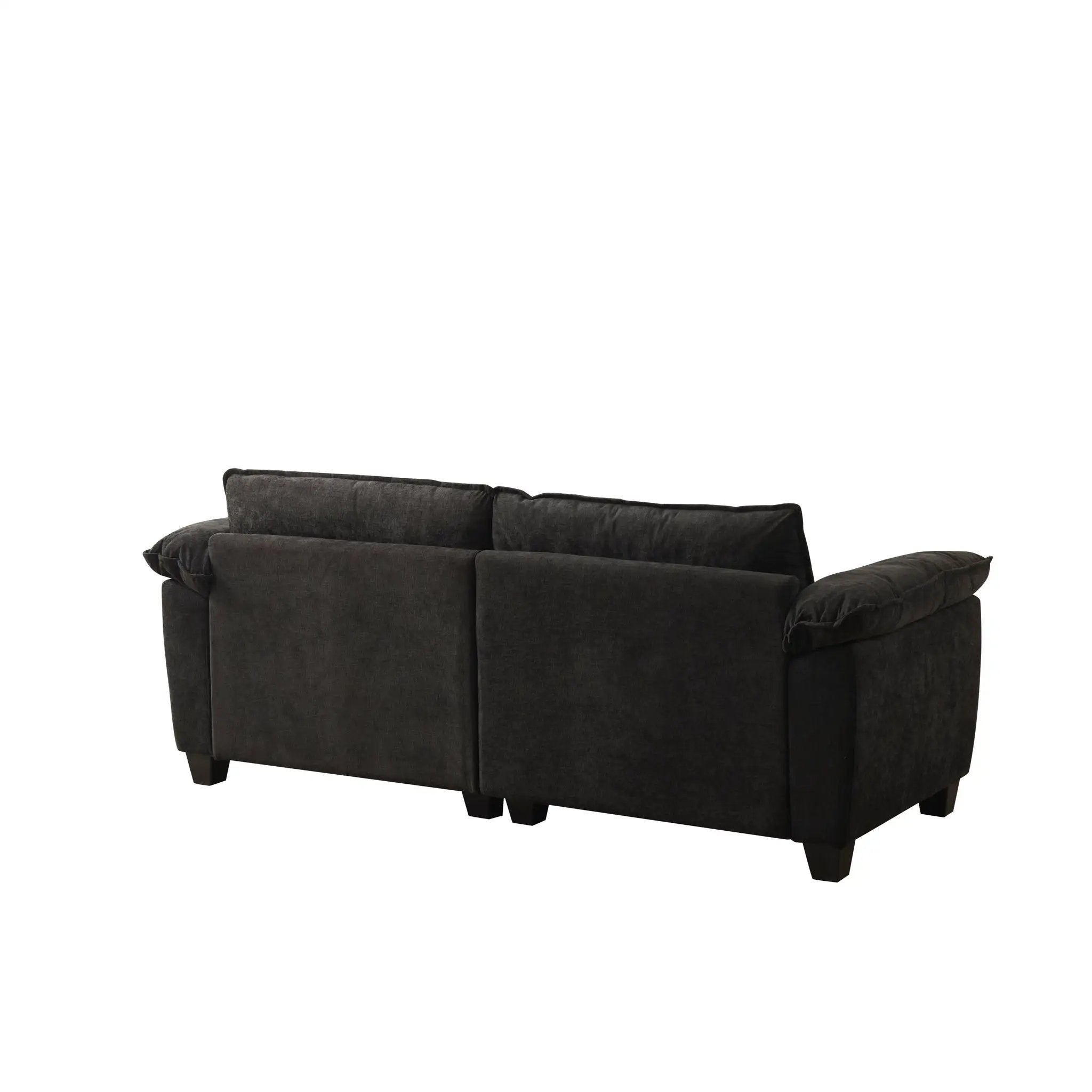 Living Room Furniture Big Loveseat Luxury Couch with Soft Chenille Upholstered Sofa Black by HouseOfZazla