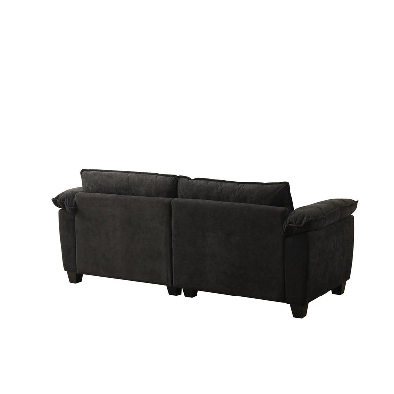 Living Room Furniture Big Loveseat Luxury Couch with Soft Chenille Upholstered Sofa Black by HouseOfZazla