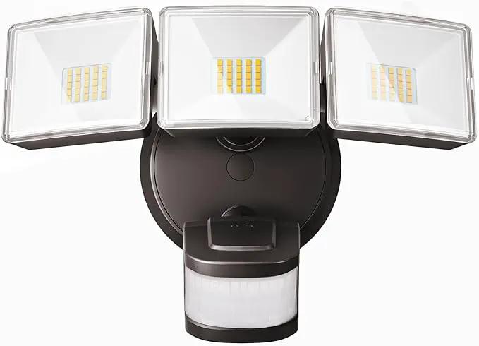 OREiN 4500LM/35W Flood Lights Outdoor, 180°/40FT Motion Sensor Outdoor Lights Dusk to Dawn Security Lights IP65 Waterproof 3 Modes for Outside 4500SQ.FT Front Door, Garage, Bronze (Hardwired) by GreenHaven Gardens