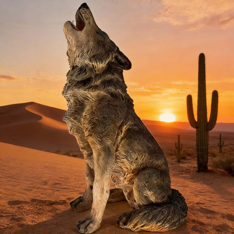 29.72" H x 17.91" L Simulated Howling Wolf Garden Statue by HouseOfZazla