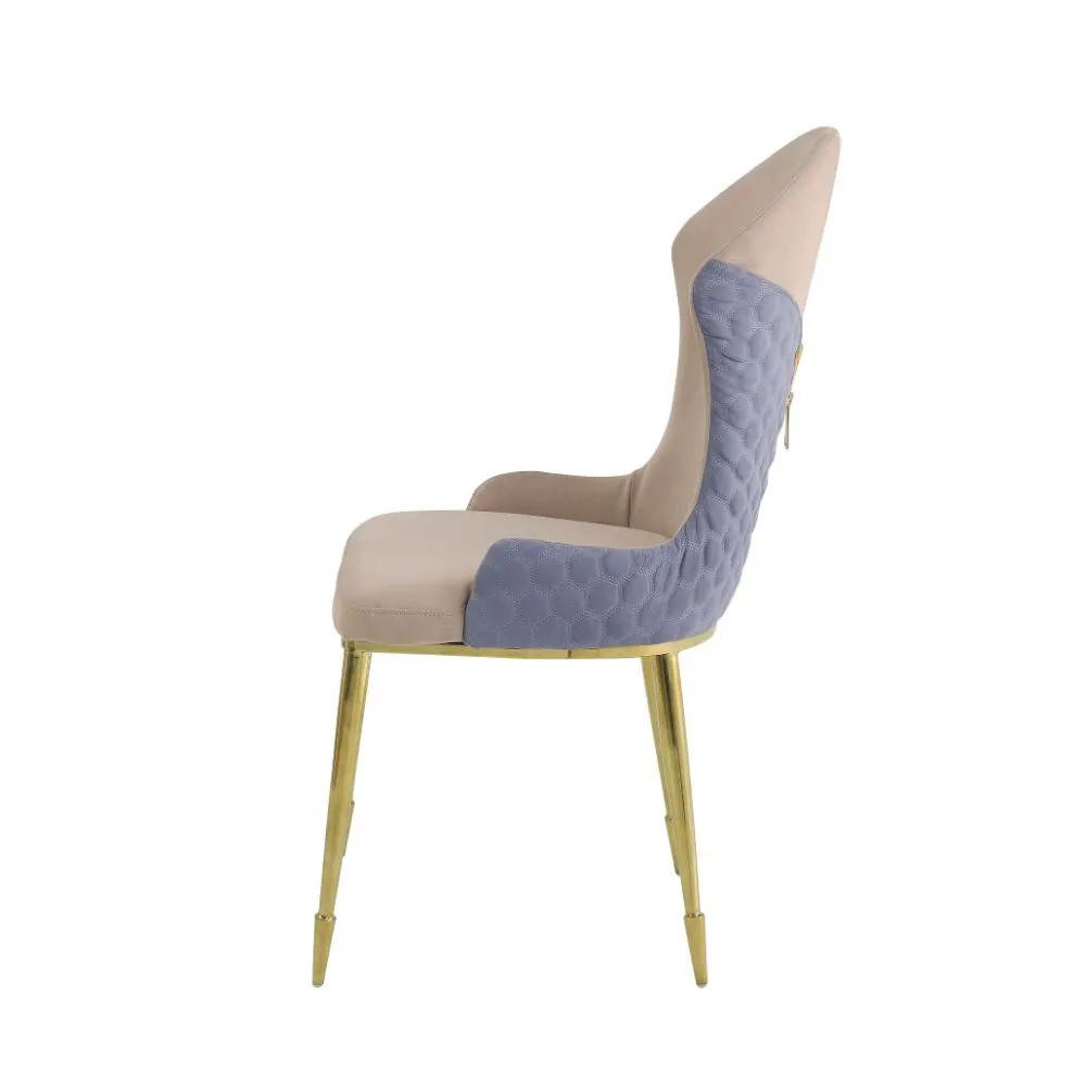 Caolan - Side Chair (Set of 2) - Tan, Lavender Fabric & Gold by Unique Piece Furniture