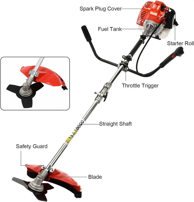 Gas Weed Eater, 52CC 2-Stroke Weed Wacker Gas Powered, 2 in 1 Multi-Functional String/Grass Trimmer, Brush Cutter for Gardening Shipping from USA Fast Arrival by GreenHaven Gardens