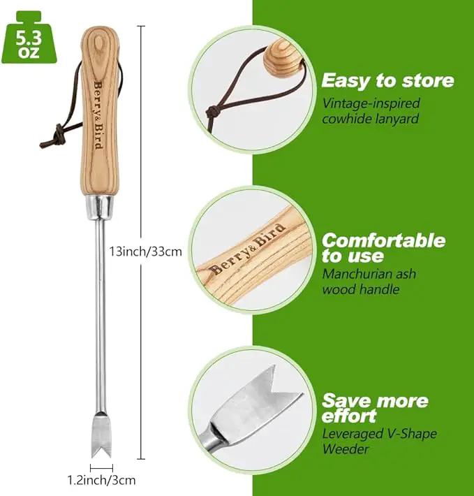 Berry&Bird Dandelion Weeding Tool Crack Weeder Manual Hand Weeder, V-Shaped Fork Easy Weed Removal & Uprooting, Garden Weed Puller Tool for Patio Lawn Yard by GreenHaven Gardens
