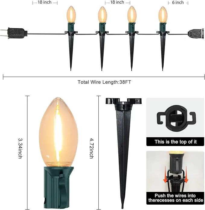 C9 Christmas Pathway Light, Outdoor Christmas Pathway Markers Lights with 27 C9 LED Clear Bulbs, Waterproof Connectable Walkway Lights for Outdoor Yard Holiday Sidewalk Driveway Christmas Decorations by GreenHaven Gardens