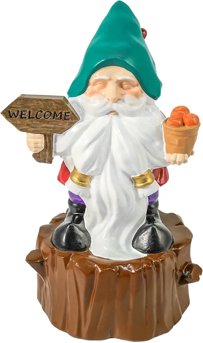 Bbiamsleep 8 Inch Garden Gnome Statue Resin Gnome Figurine with Welcome Sign Outdoor Garden Gnome with Tree Stump Gnome Lawn Statue for Indoor Outdoor Home Patio Yard Lawn Fairy Garden Decor by GreenHaven Gardens