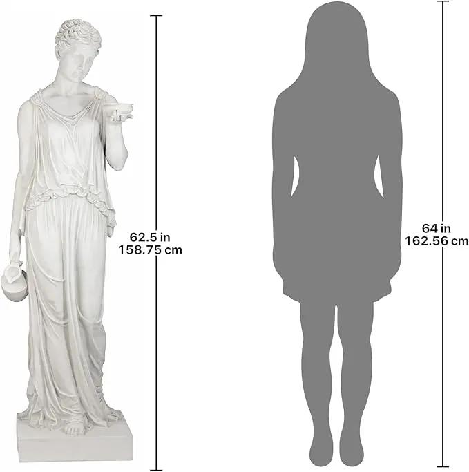 Design Toscano Hebe Greek Woman Patron of Youth Indoor/Outdoor Garden Statue, Estate Size, 62 inches tall, Cast Stone Resin, Antique Stone Finish by GreenHaven Gardens