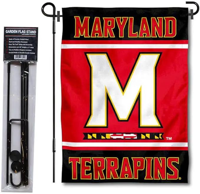 College Flags & Banners Co. Maryland Terrapins Garden Flag with Stand Holder by GreenHaven Gardens
