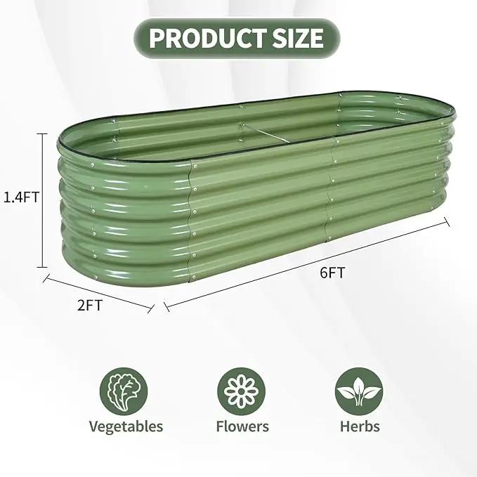 1MORE Galvanized Raised Garden Bed- Planter Garden Boxes Outdoor, Raised Beds for Gardening, 6x2x1.4ft Metal Garden Bed Kit for Vegetables Flower, Planter Raised Bed with Protective Tape & Tools.Green by GreenHaven Gardens