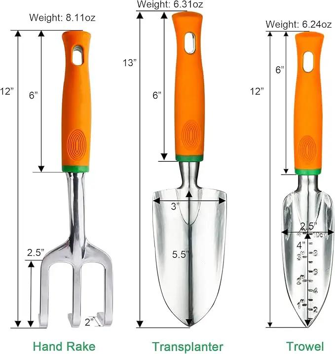 Ukoke Garden Tool Set, 3 Piece Aluminum Hand Tool Kit, Outdoor Tool, Heavy Duty Gardening Work Set with Ergonomic Handle, Gardening Tools for Women Men by GreenHaven Gardens