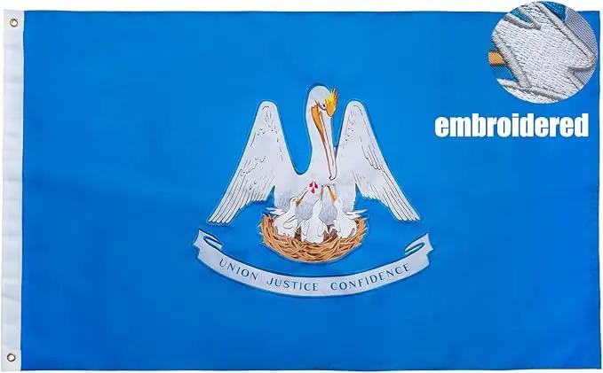 TOPFLAGS Louisiana Flag 4x6 Outdoor LA State Flags Double Sided Embroidered Longest Lasting Heavy Duty Polyester Stronger Brass Grommets 4 Stitched Hemming Perfect for Outside by GreenHaven Gardens