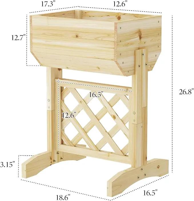 Raised Garden Bed, Standing Vertical Horticulture Planter Box for Backyard, Patio, Balcony, Planter for Flowers Herbs Vegetables for Indoor & Outdoo Decor with Trellis (Natural) by GreenHaven Gardens
