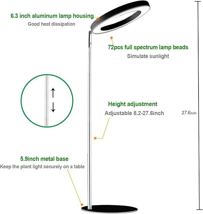 yadoker Plant Grow Light for Indoor Plant,Desk LED Grow Light,Height Adjustable,Automatic Timer with 8/12/16 Hours,10-Level Brightness,Ideal for Small Plant Grow by GreenHaven Gardens