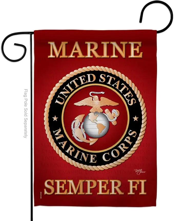 US Marine Corps Garden Flag Decor USMC Semper Fi Armed Forces Official United State Decorations Yard Military Memorabilia Banner Remembrance Wall Tapestry Retire Veteran Memorial Day Gifts Made In USA by GreenHaven Gardens