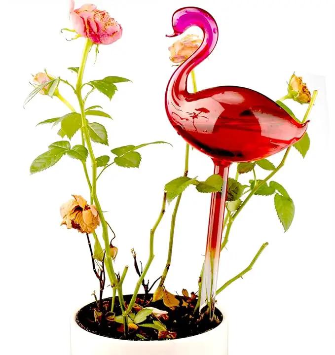 Adabocute Plant Watering Globes, Flamingo Self Watering Globes, Glass Self Watering Planter Insert, Gradient Hot Pink Plant Watering Devices, Automatic Plant Waterer Indoor, Watering Bulbs, 2 Pack by GreenHaven Gardens