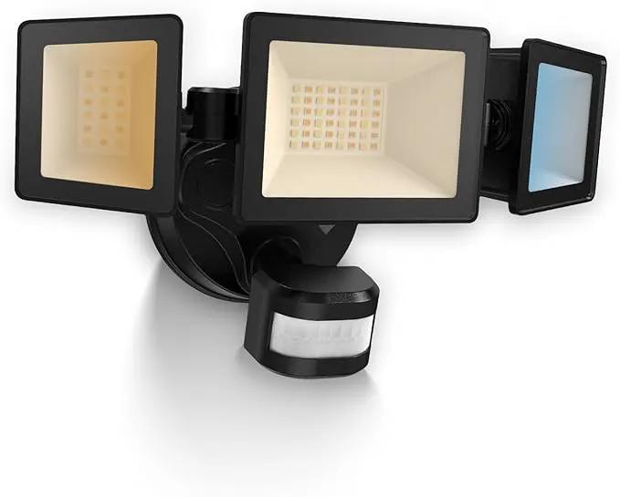 ALUSSO® Motion Sensor Outdoor Lights, 40W 4000LM 3 Modes Flood Lights Outdoor Motion Sensor, 3CCT 3 Heads Outdoor Security Light Wet Location Use for House Garage Yard Walkway, Black,ETL by GreenHaven Gardens