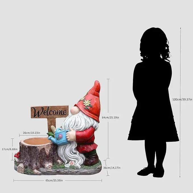 Garden Gnome Statues Large Planter - Outdoor Gnome Statues with Planter Pot Yard Welcome Decorations Outdoor Gnomes Planter Clearance Sculptures Decor for Lawn Ornament 25 inch, Red Hat by GreenHaven Gardens