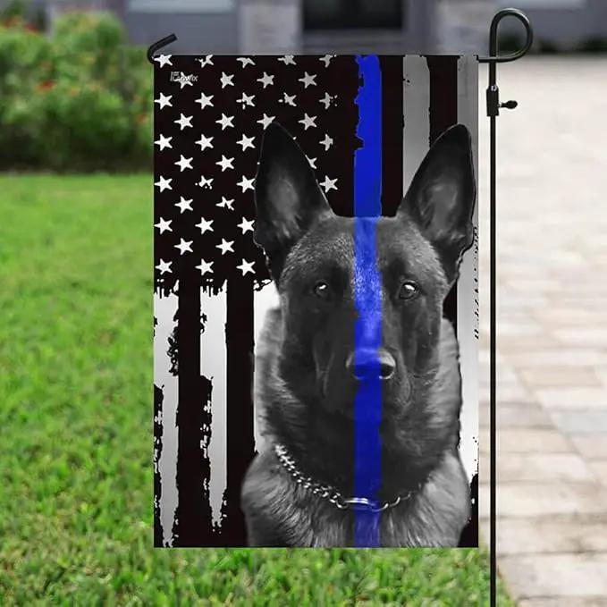 Flags-Belgian Malinois. Police Dog. K9 Flag THB2142F, Garden Flag (11.5" x 17.5")-USA House Garden Flags Premium Polyester-Decorative Outdoor Flags by GreenHaven Gardens