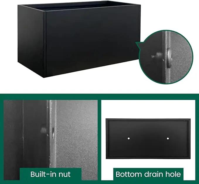 Galvanized Steel Metal Planter Rectangular Indoor Black Planter Box Large Outdoor Planters Steel 31.5" x 16" x 16" Commercial Residential for Patio, Deck, Garden by GreenHaven Gardens