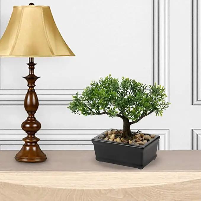 Artificial Bonsai Tree Juniper Faux Plants Indoor Small Fake Plants Decor with Ceramic Pots for Home Table Office Desk Bathroom Shelf Bedroom Living Room Farmhouse Decorations by GreenHaven Gardens