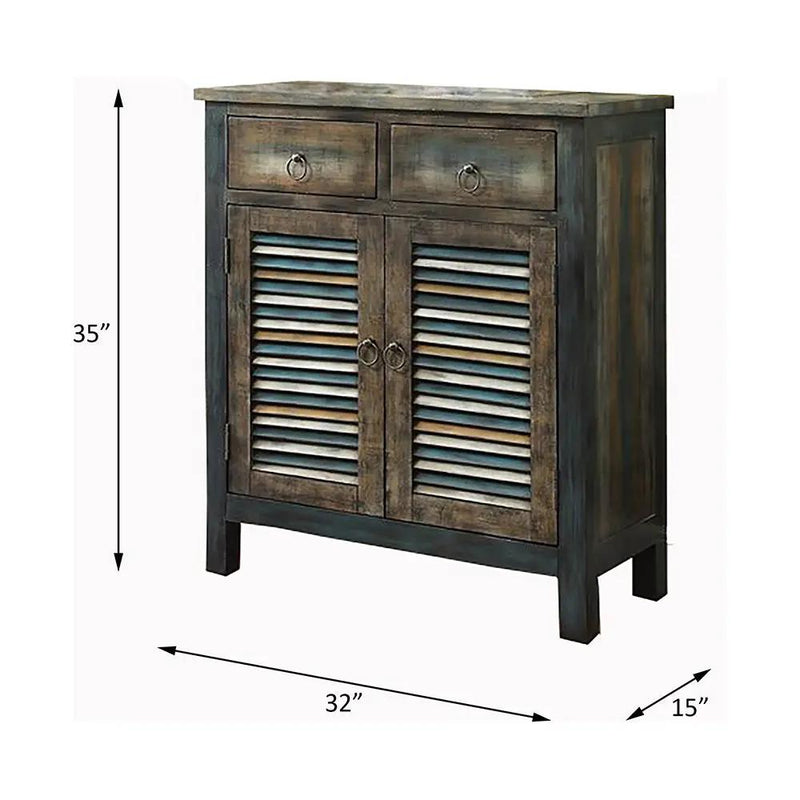 Glancio - Console Cabinet - Antique Oak & Teal by Unique Piece Furniture
