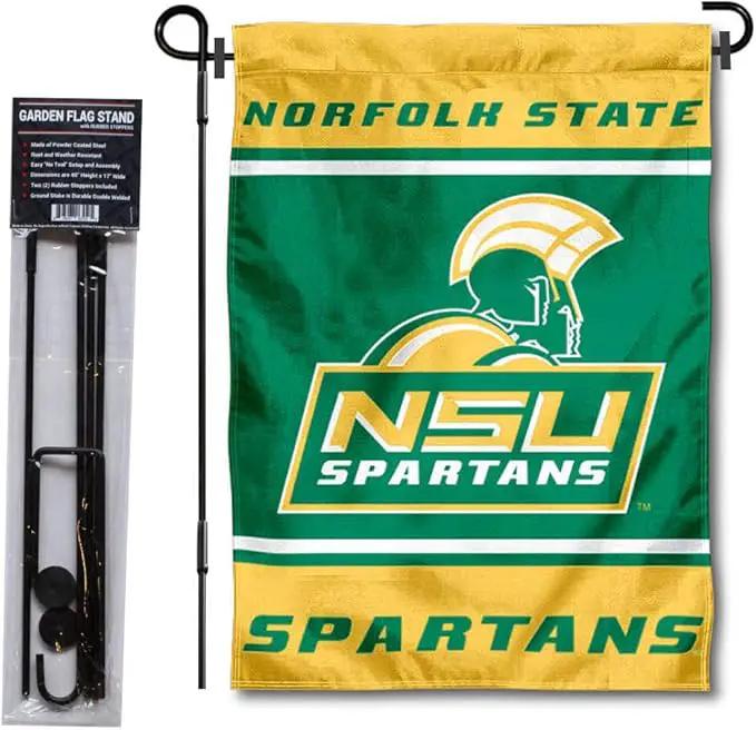 College Flags & Banners Co. Norfolk State Spartans Garden Flag with Stand Holder by GreenHaven Gardens