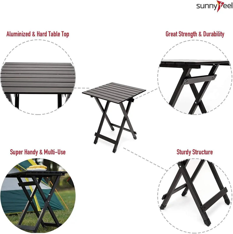 SUNNYFEEL Folding Camping Table - Lightweight Aluminum Portable Picnic Table, 18.5x18.5x24.5 Inch for Cooking, Beach, Hiking, Travel, Fishing, BBQ, Indoor Outdoor Small Foldable Camp Tables by GreenHaven Gardens