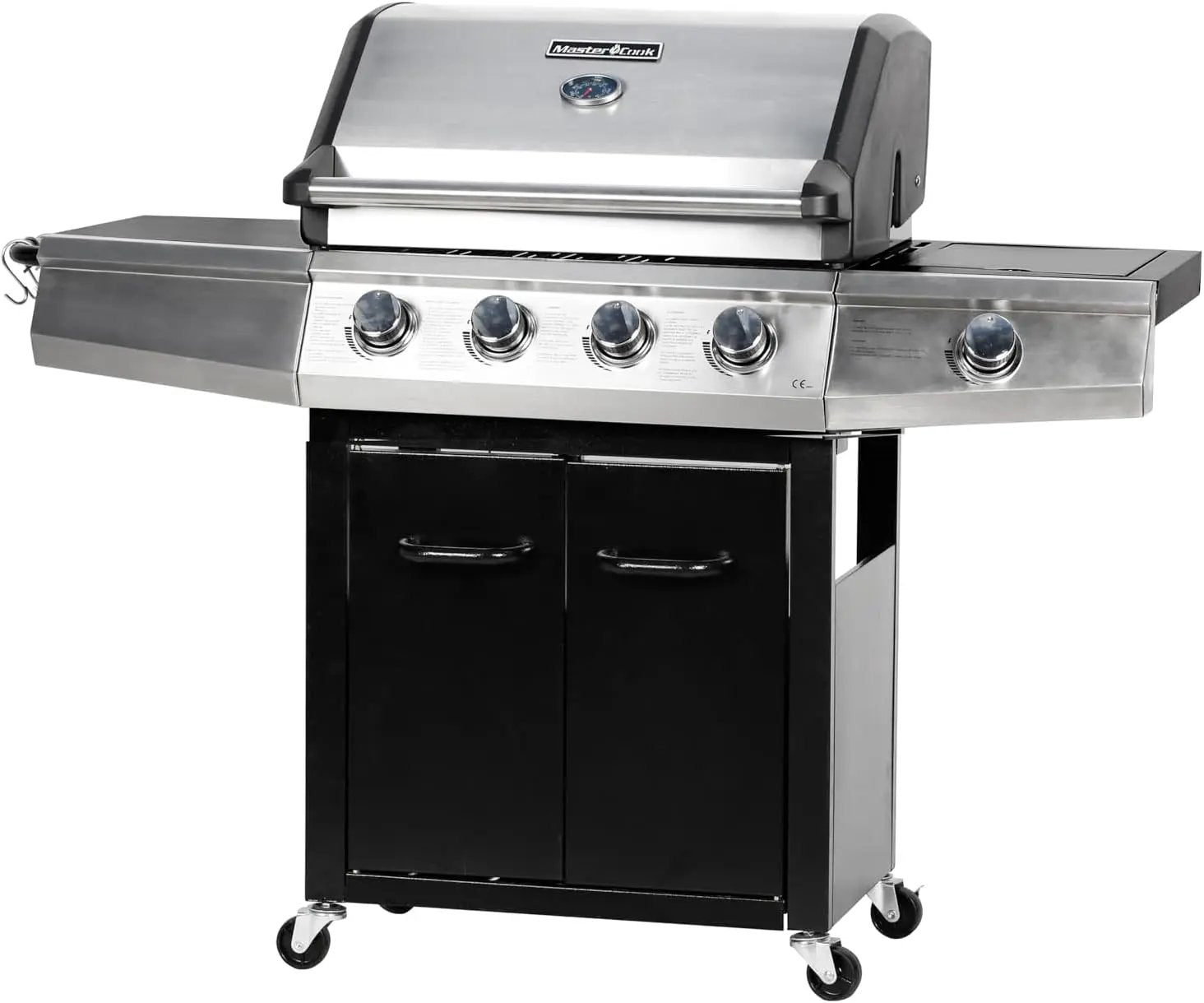 MASTER COOK 4 Burner Gas Grill, 52,000BTU Cabinet Style Grill, Propane Grill with Side Burner, Built with Stainless Steel (Black) by GreenHaven Gardens