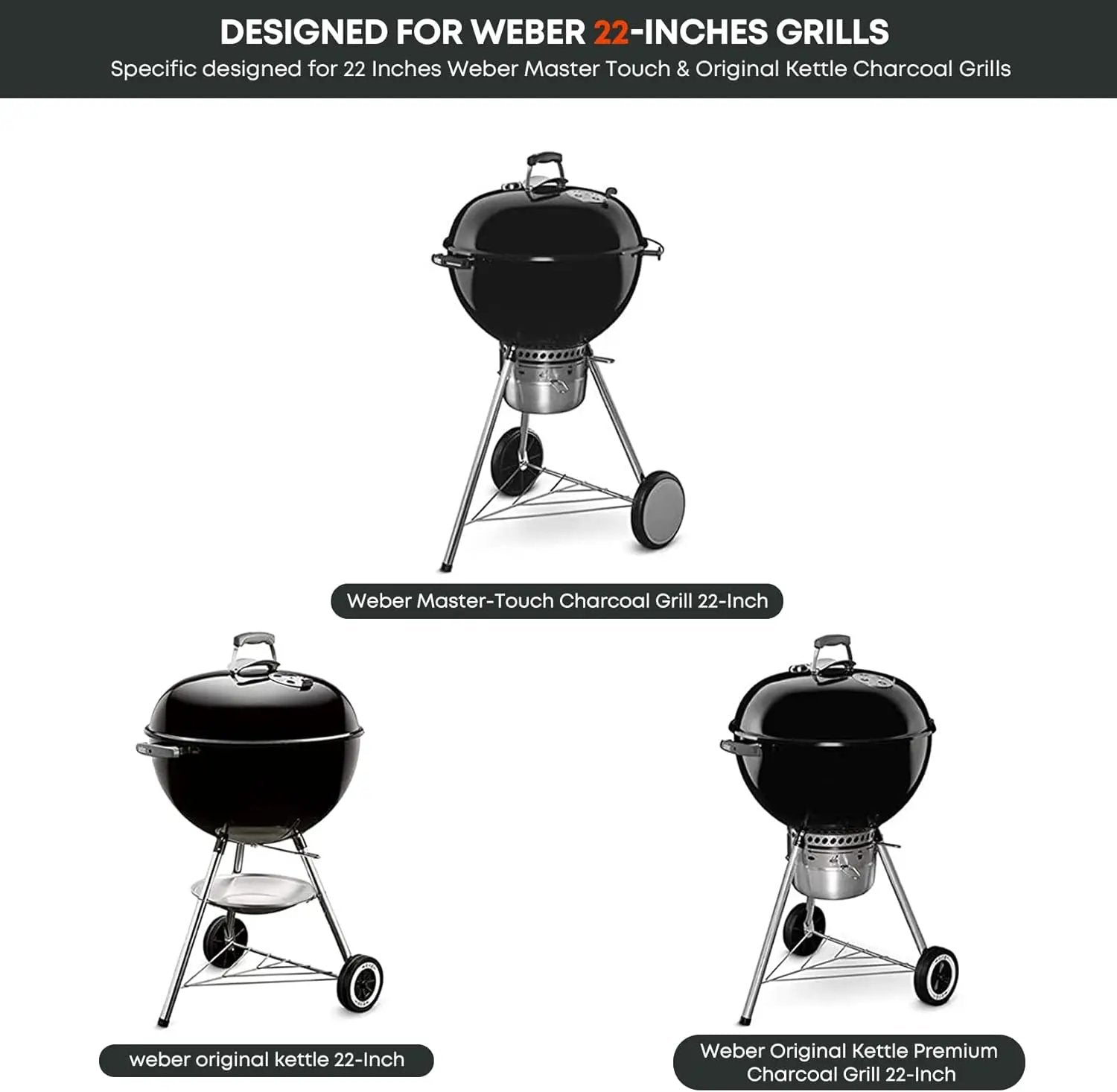 Stanbroil Grill Side Table for 22 Inch Weber Master-Touch & Original Kettle & Original Kettle Premium Charcoal Grills by GreenHaven Gardens