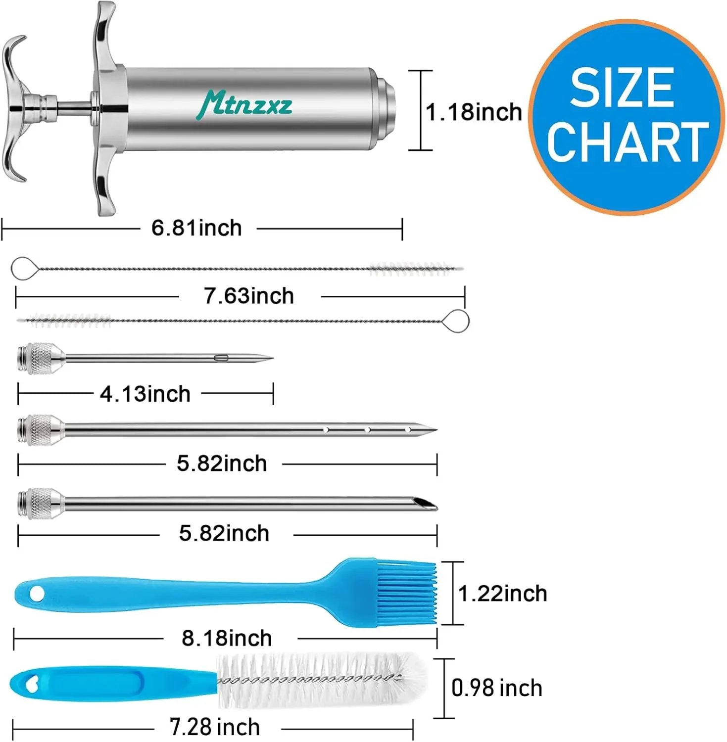 Marinade Injector Syringe and Brushes Set, Meat Injector Syringe with 3 Professional Marinade Injector Needles, Creates Tender Meat & Poultry Flavors, for BBQ Grill Smoker & Turkey & Brisket by GreenHaven Gardens