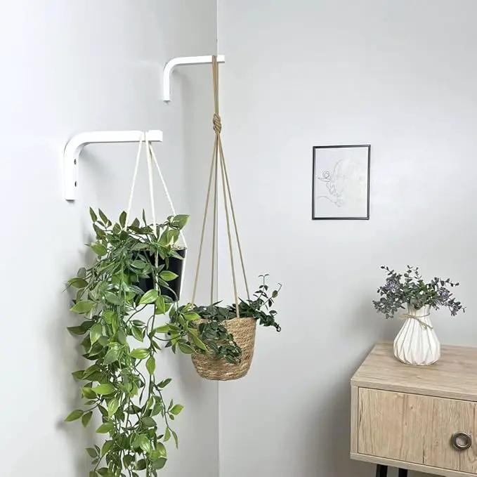 2-Piece Set of Plant Hooks for Wall 6 inch - Mounted Wooden Plant Hook - Indoor and Outdoor Bracket Plant Hanger for Planters, Lanterns, Bird Feeders, Patio Decorations (White) by GreenHaven Gardens