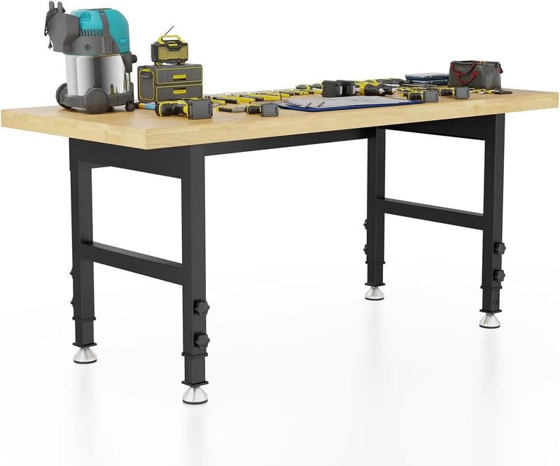 60'' Adjustable Workbench Table, Metal Tool Bench Work Bench for Garage, Large Load Capacity Workshop Table for Office,Workshop,Home, Easy Assembly by GreenHaven Gardens