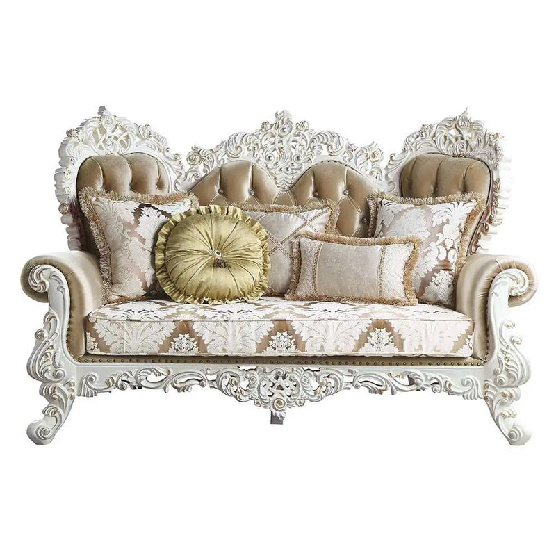 Vanaheim - Loveseat With 5 Pillows - Fabric & Antique White by Unique Piece Furniture