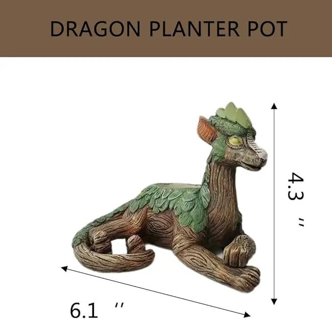 Funny Dragon Planter, Resin Animal Planter, Dragon Statue Outdoor, Dragon Figurines, Unique Succulent Pots with Drainage Hole, Dragon Yard Decor for Outside Lawn Patio Patio Yard Ornament Gifts (A) by GreenHaven Gardens