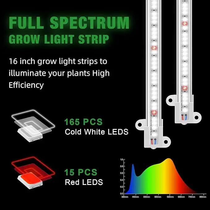 Wiaxulay Grow Lights for Indoor Plants, Full Spectrum 6000K LED Grow Light Strip Sunlike Growing Lamp with 6/12/16H Timer, 3 Switch Modes, 5 Dimmable Levels for Hydroponics Succulent Seedling, 2 Pack by GreenHaven Gardens