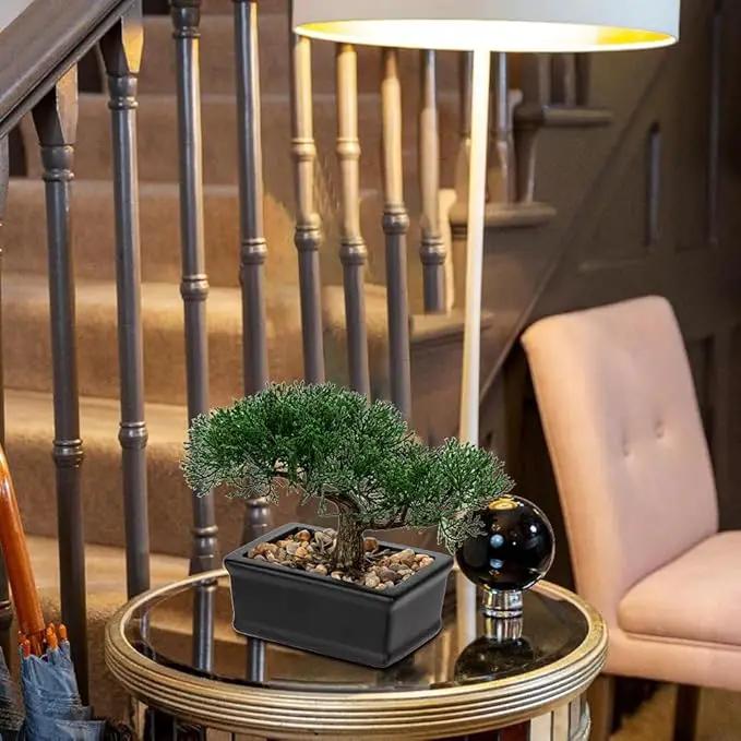 Artificial Bonsai Tree Juniper Faux Plants Indoor Fake Plants Decor with Ceramic Pots for Home Table Office Desk Bathroom Shelf Bedroom Living Room Farmhouse Decoration by GreenHaven Gardens