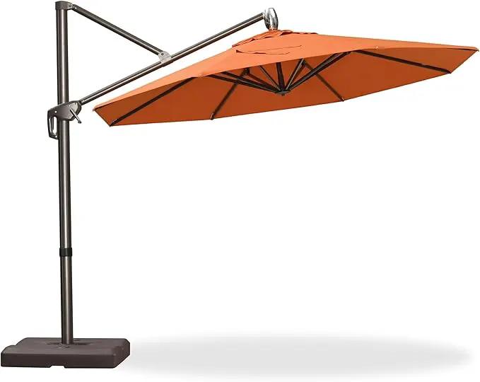 PURPLE LEAF 10FT Cantilever Patio Umbrella with 360-degree Rotation Aluminum Round Outdoor Offset Handing Umbrella for Patio Pool, Burnt Orange by GreenHaven Gardens