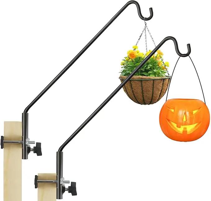 2 Packs Extended Fence Deck Hook Rail Hook Heavy Duty Bird Feeder Hook, 360 Degree Rotary and Length Adjustable Plant Bracket for Bird Feeders Planters Suet Baskets Lanterns Wind Chimes and More by GreenHaven Gardens