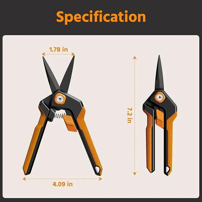 PrunePro Pruning Shears Gardening Scissors Set Professional Hand Pruner Sharp Stainless Steel Blade Teflon Coating Garden Scissors Plant Flower Garden Clipper Orange by GreenHaven Gardens