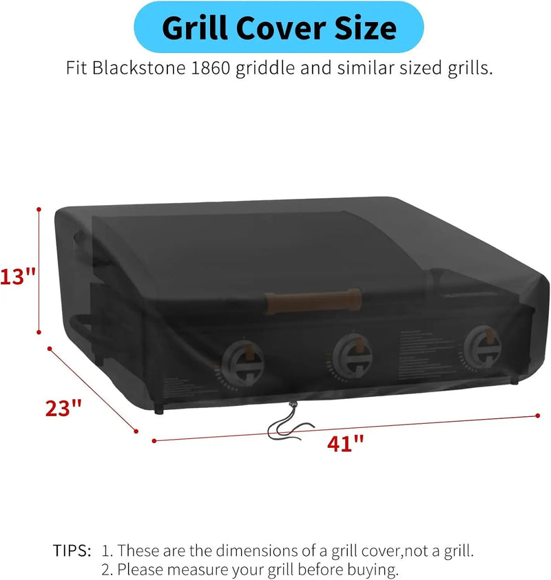 Kingling Grill Cover for Blackstone 1860 2225 On The Go Range Top Combo Griddle, 41 inch Waterproof & Dustproof Outdoor Grill Cover (Cover Only) - Black by GreenHaven Gardens
