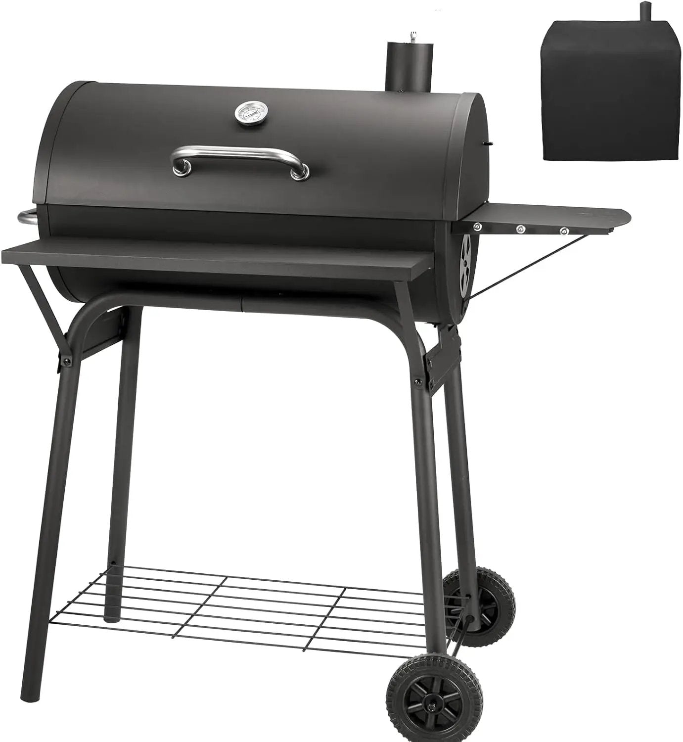 Barrel Charcoal Grill, Large Charcoal Grills with Front and Side Shelf, 627 Square Inches Cooking Grid, Outdoor BBQ Grill, Perfect for Backyard Camping, Patio Parties, and Picnics by GreenHaven Gardens