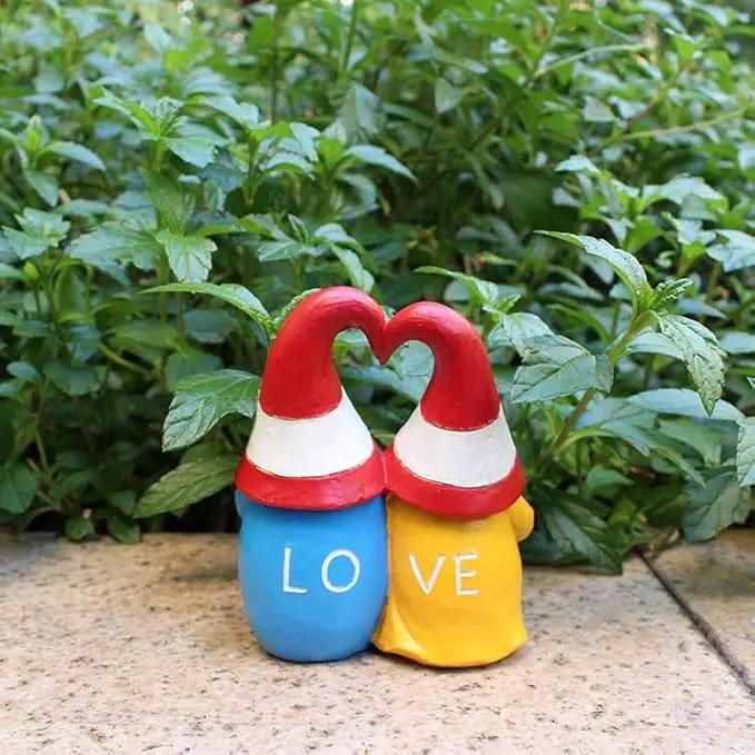 Garden Gnome Outdoor Statues Sweet Couple Gnomes Holding Heart Decor Resin Gnomes Sculptures for Yard Patio Home Lawn Outside Decorations Ornament Housewarming by GreenHaven Gardens