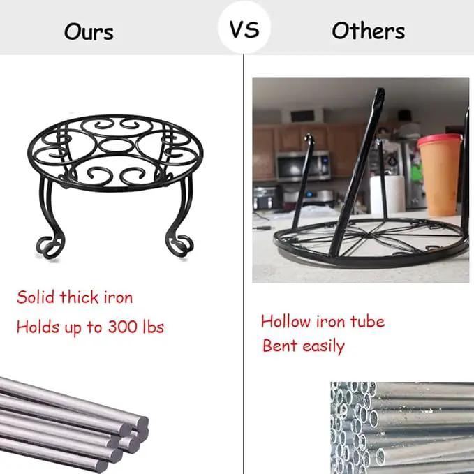Metal Outdoor Plant Stand 11.8IN Diameter Heavy Duty Plant Pot Stands for Indoor Round Flower Pot Support Rack Set of 2,Black by GreenHaven Gardens