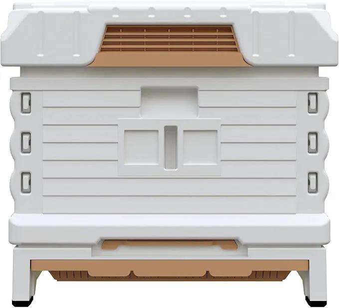 Ergo Insulated 10 Frame Bee Hive Set [NO Frames Included] (Single Hive, White Body Blue Entrance) by GreenHaven Gardens