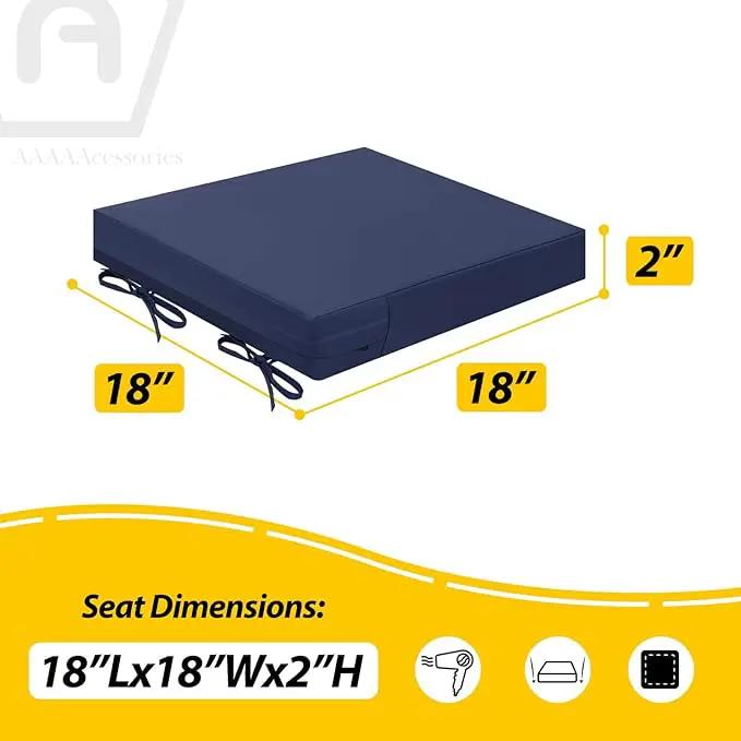 AAAAAcessories Outdoor Seat Cushions for Chairs, Waterproof, Fade-Resistant Patio Furniture Replacement Cushions, 18" x 18" x 2", Set of 2, Navy Blue by GreenHaven Gardens