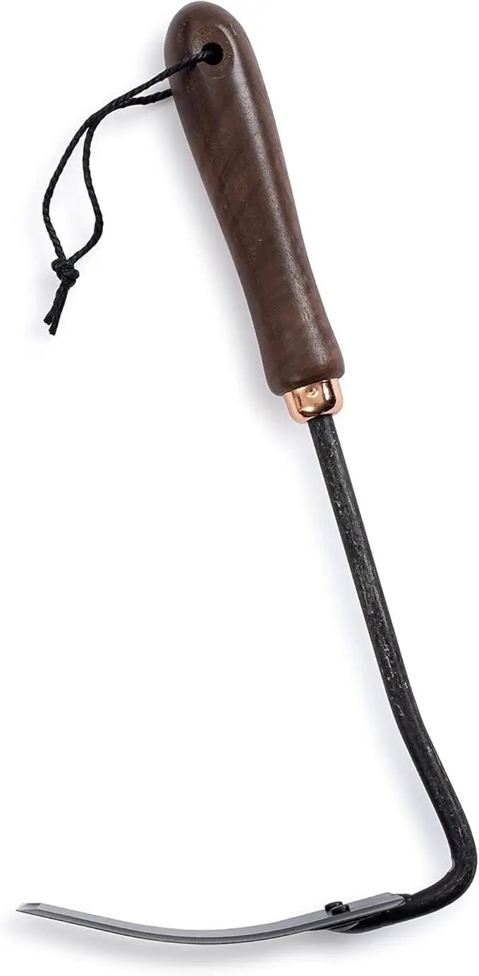 Barebones Square Hand Hoe - Garden Hoe for Weeding with a Long Handle - Japanese Gardening Tool, Sickle Garden Tool (Black/Walnut) by GreenHaven Gardens