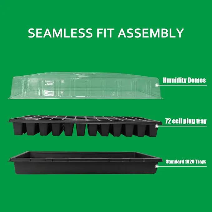 Plant Growing Nursery, Standard 1020 Trays Plastic Seeds Starter Trays Sturdy Self Seedling Tray for Microgreens Indoor Nursery Pots (10-Pack, 21.6"×11.2", 2.52" Deep, no Holes) by GreenHaven Gardens