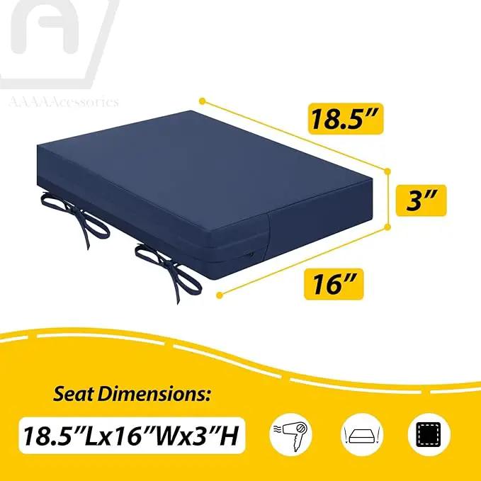AAAAAcessories Outdoor Seat Cushions for Chairs, Waterproof, Fade-Resistant Patio Furniture Replacement Cushions, 18.5" x 16" x 3", Set of 2, Navy Blue by GreenHaven Gardens