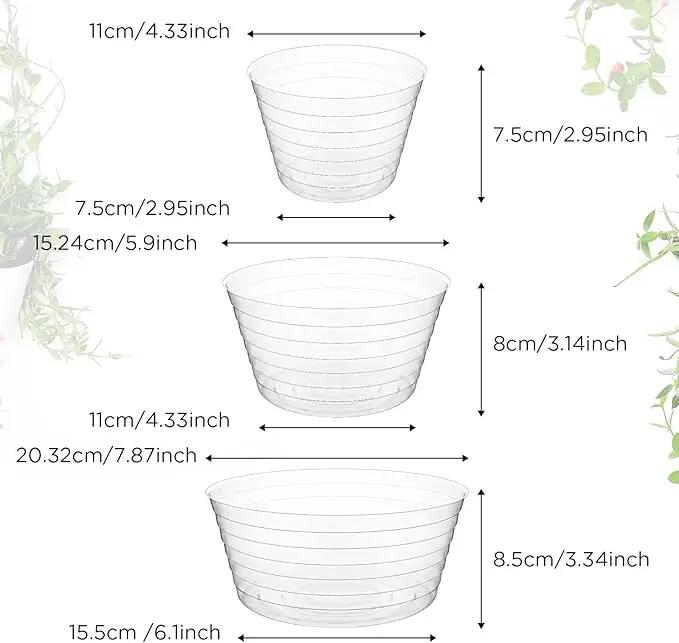 Hoolerry Plastic Plant Saucer Clear Deep Drip Tray Thickened Clear Plant Saucers Trays for Pots Deep Drip Trays for Home Garden Indoor and Outdoor Potted(15 Pcs,4, 6, 8 Inch) by GreenHaven Gardens